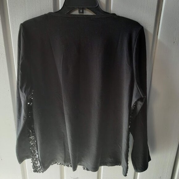 Talbots Black Sequin Front Tee Shirt NWT Sz XLP - Picture 3 of 4